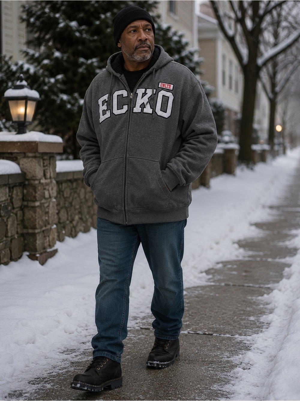 Ecko Unlimited Gray Kids Zip-Up Hoodie with Logo Appliqué
